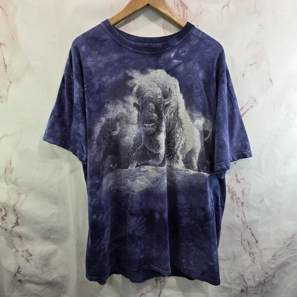 The Mountain Other - Vintage T Shirt Mens XL 90s Mountain Bison Buffalo Nature Ecology Tie Dye Crew